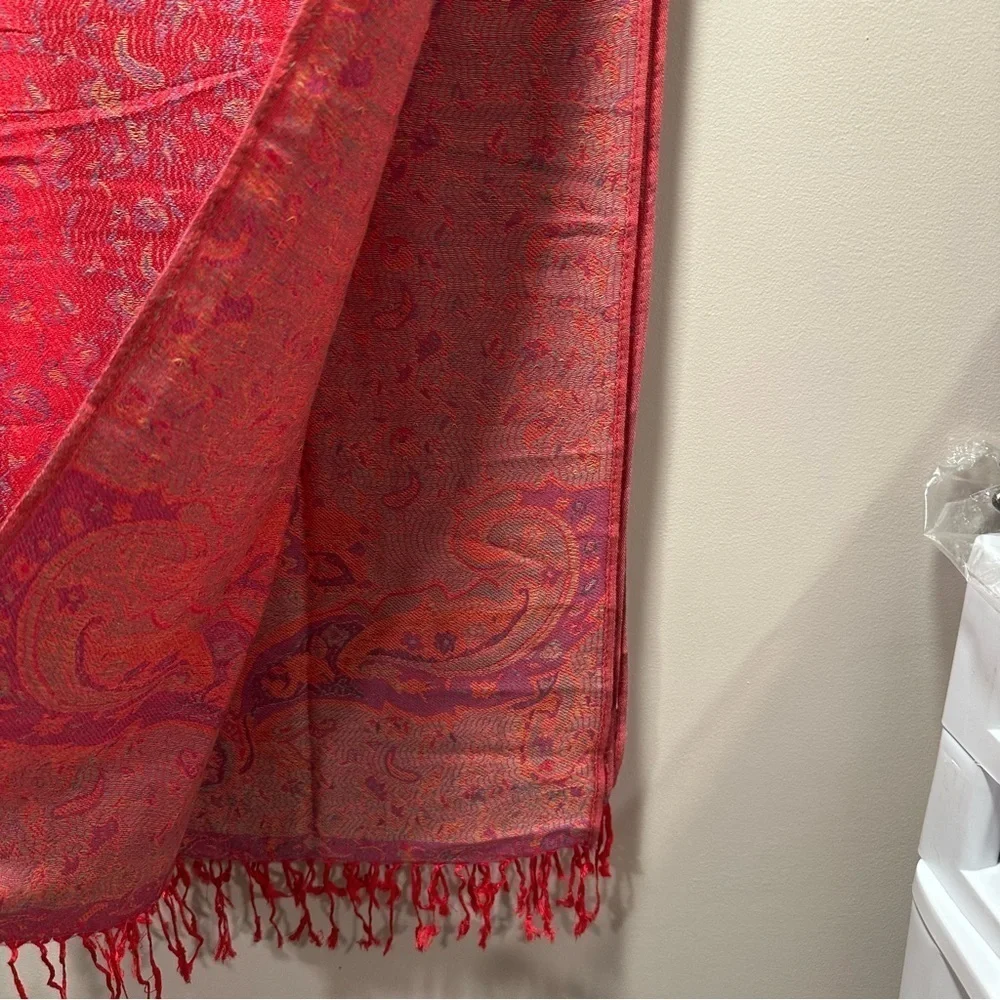 Elegant Shawl in Crimson Red- Versatile Wrap, Stole, Scarf, Veil, Soft & Cozy
